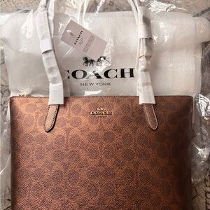 NWT Coach Fiona Copper & Brown Tote Bag